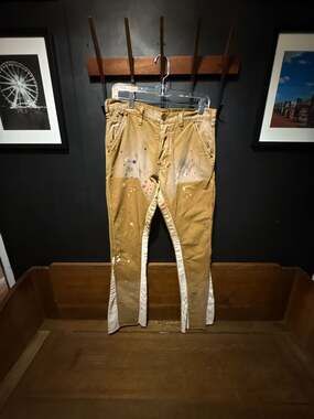 mnml Paint Splatter Flared Cargo Pants Size 29 Brown